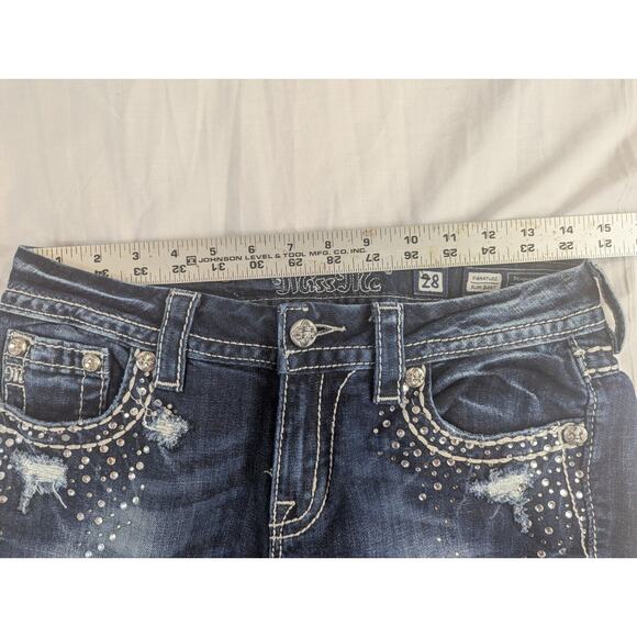 Miss Me Jeans Women's 28 Blue Signature Slim Boot #JE8154SB2R Embroidered 29x29 - Picture 7 of 9